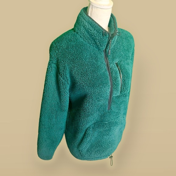 NWOT PINK Victoria’s Secret Sherpa Fleece Half Zip Pullover Jacket in Green XS - Picture 13 of 14